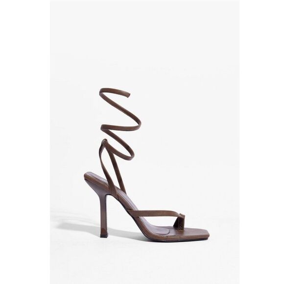 Nasty Gal Square Toe Wrap Around Stiletto Heels - Picture 1 of 14
